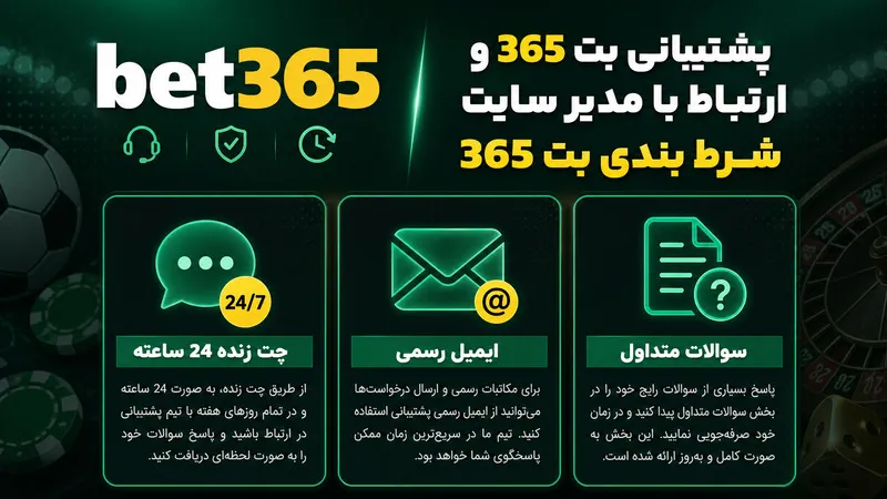 پشتیبانی بت 365 و ارتباط با مدیر سایت شرط بندی بت 365